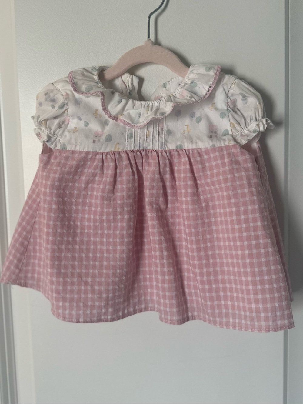 Yoedu Pink Gingham Dress with Matching Bloomers 3M